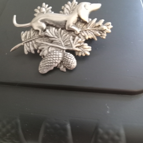 Other - Vintage 1940s Silver Dachshund Pin